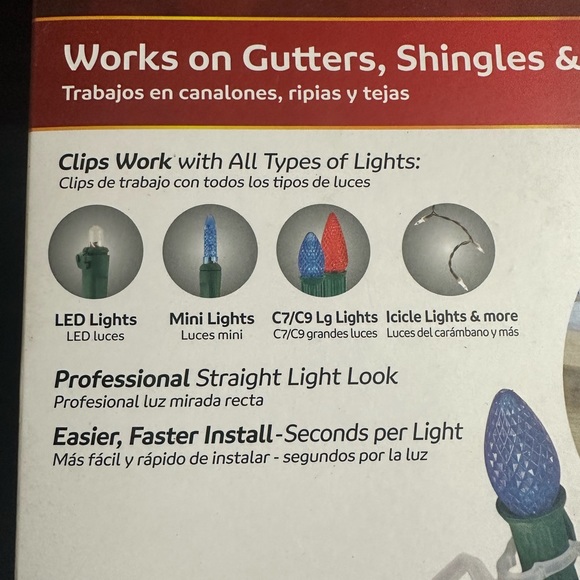 🌸 $3 if bundled Universal Light Clips for gutters shingles & tile 100 Clips NWT - Picture 8 of 12